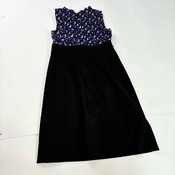 Shoshanna Dress Womens 4 Black Sleeveless A-Line Crew-Neck Mini Silk Formal - Picture 6 of 10